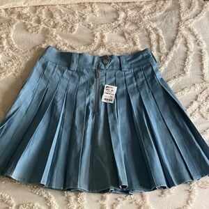 AKIRA Light Blue Pleated A-Line Skirt